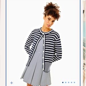 Addison Bay Coastal Cardigan in Super White & Navy